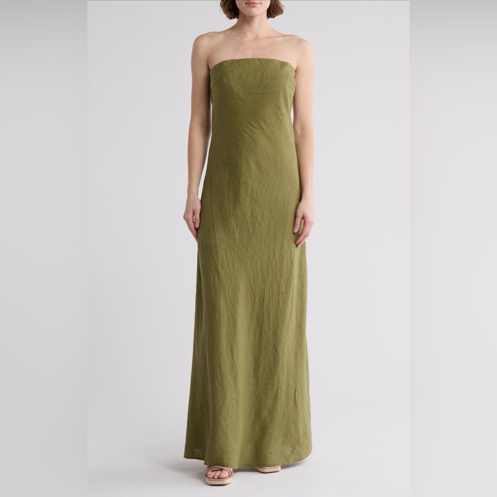 Joie Brynne Strapless Linen Maxi Dress